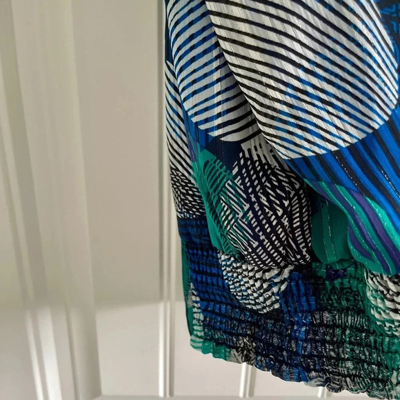 Dress Barn Square Neck Flutter Sleeve Banded Bottom Blouse - Picture 6 of 6